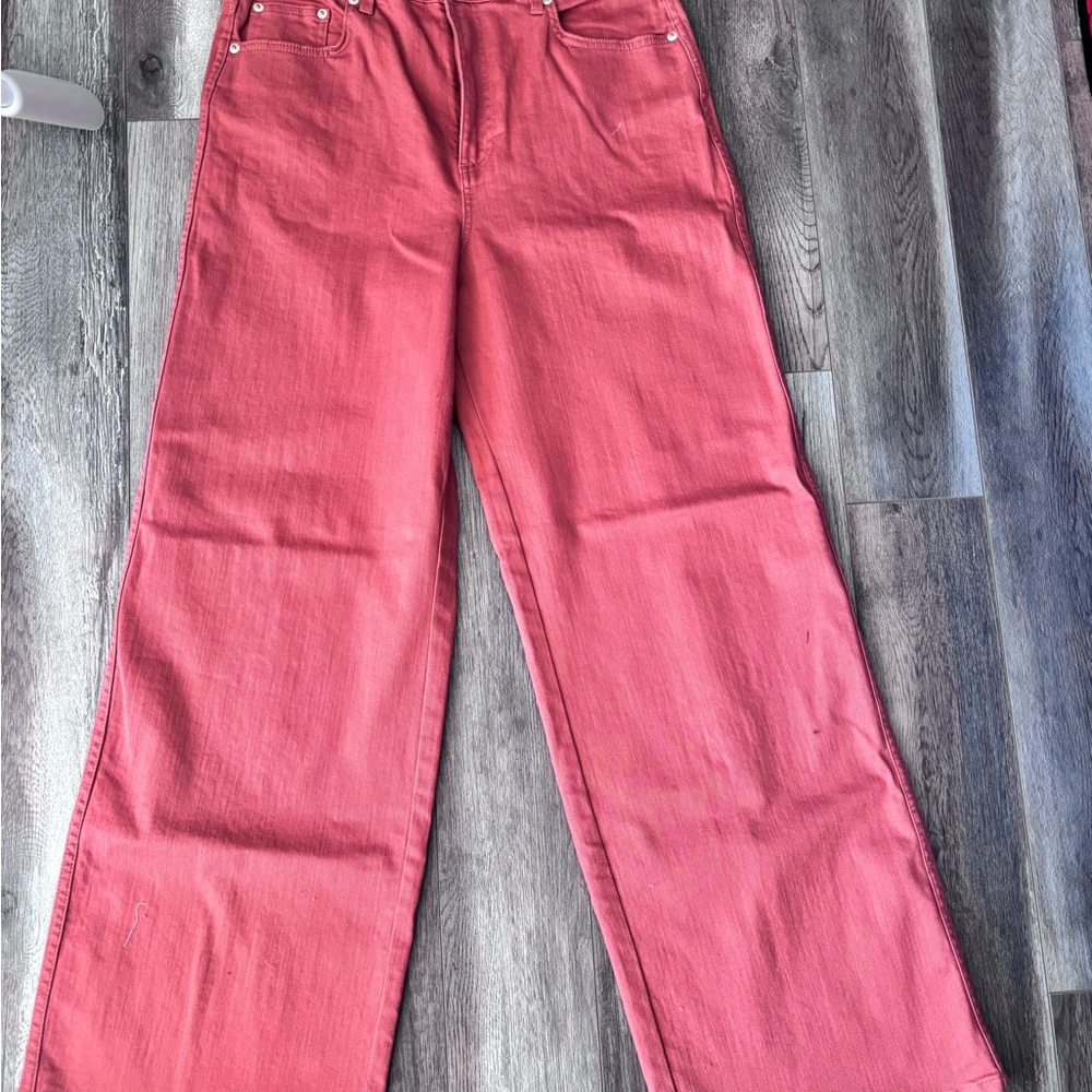 Dkny Orange Flare Wide Leg Jeans